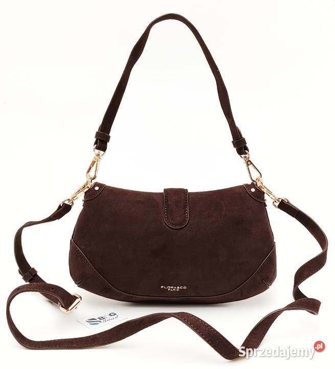 Torebka Flora CO Paris Zamsz Brązowa Czekoladowa
