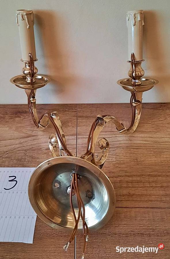 Kinkiet kinkiety podwójne mosiężne przedwojeene Ostrów Wielkopolski