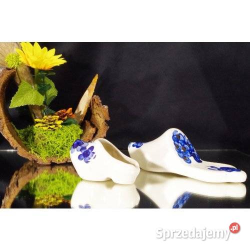 Dwa ceramiczne pantofelki na kwiaty SR Gliwice