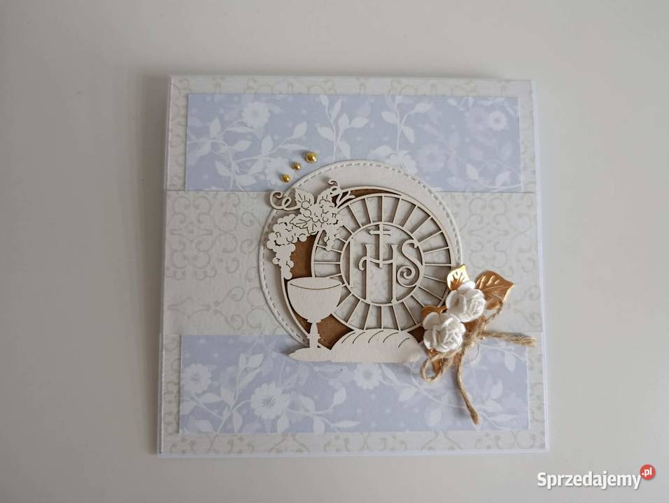 Kartka ręcznie robiona Pierwsza Komunia Święta Łódź