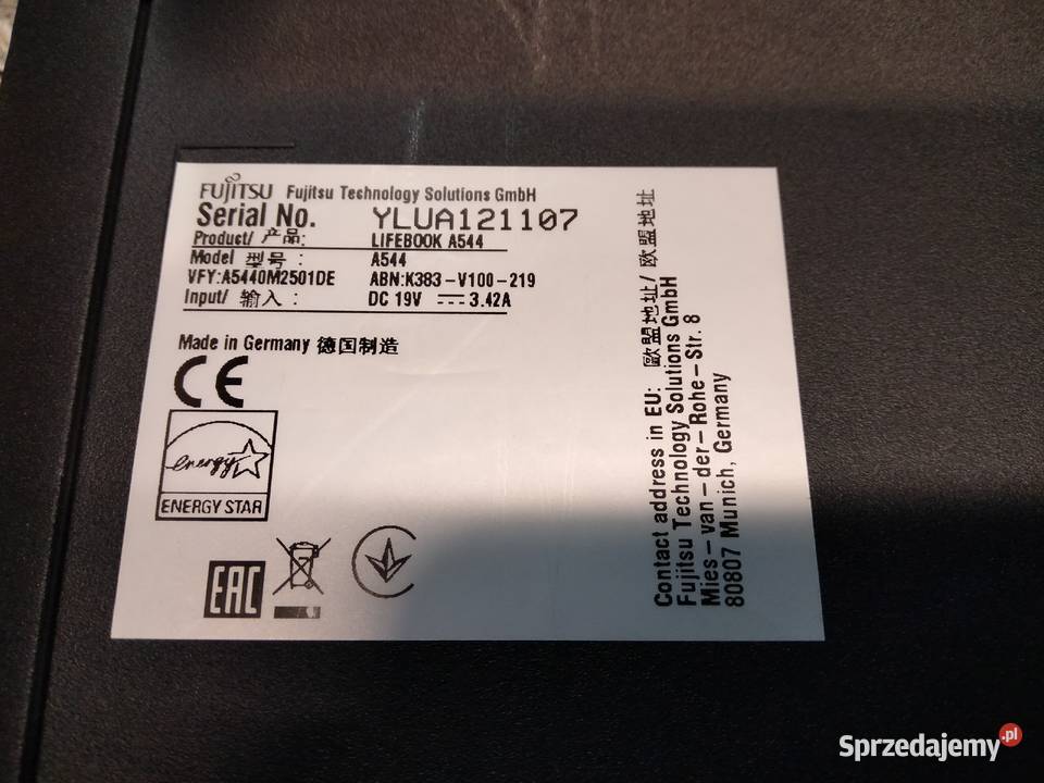 Używany laptop FUJITSU LIFEBOOK A544 Intel Core Intel Core i5 Częstochowa