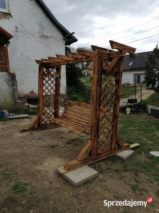 Huśtawki duże ogrodowa porządnie wykonana drewno