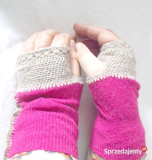 różowe mitenki wełniane mitenki ładne mitenki Szczecin