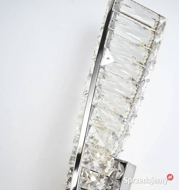 Kinkiet kryształowy podłużny srebrny CRYSTAL Kinkiety