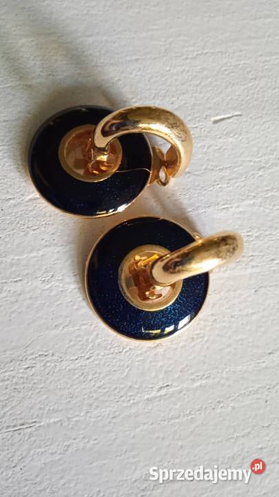 ZŁOCONE KLIPSY Z PORCELANĄ W KOLORZE INDYGO Piła sprzedam