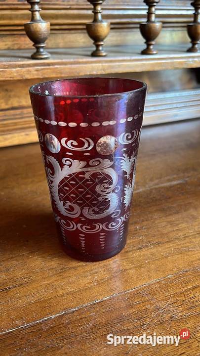 Rubinowy kielich Ręcznie szlifowany Bohemia Z Gdańsk