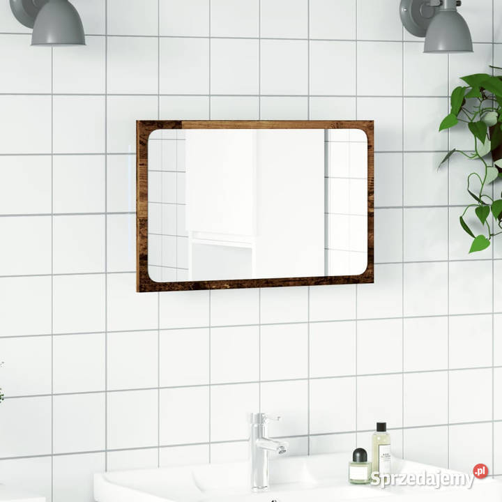 Lustro łazienkowe z LED stare drewno 60x85x38 mazowieckie Warszawa