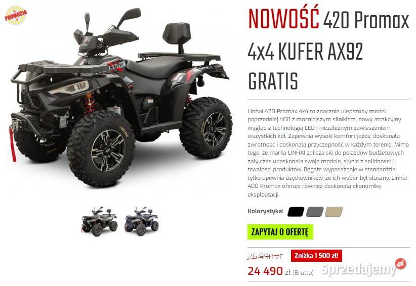 LINHAY 420 Promax 4x4 Nowość 2023 Homologacja Nowy Sącz sprzedam