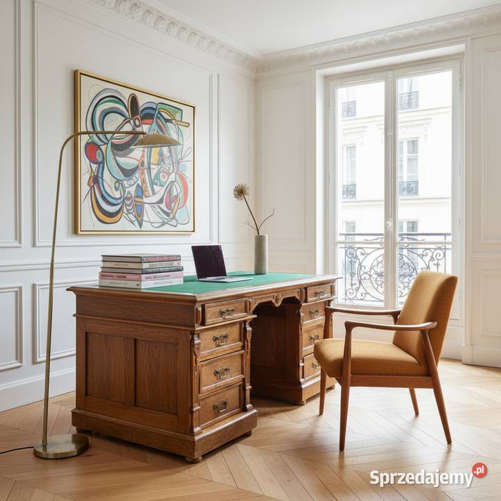 ANTYCZNE BIURKO DĘBOWE lata 30 styl eklektyczny Kalisz