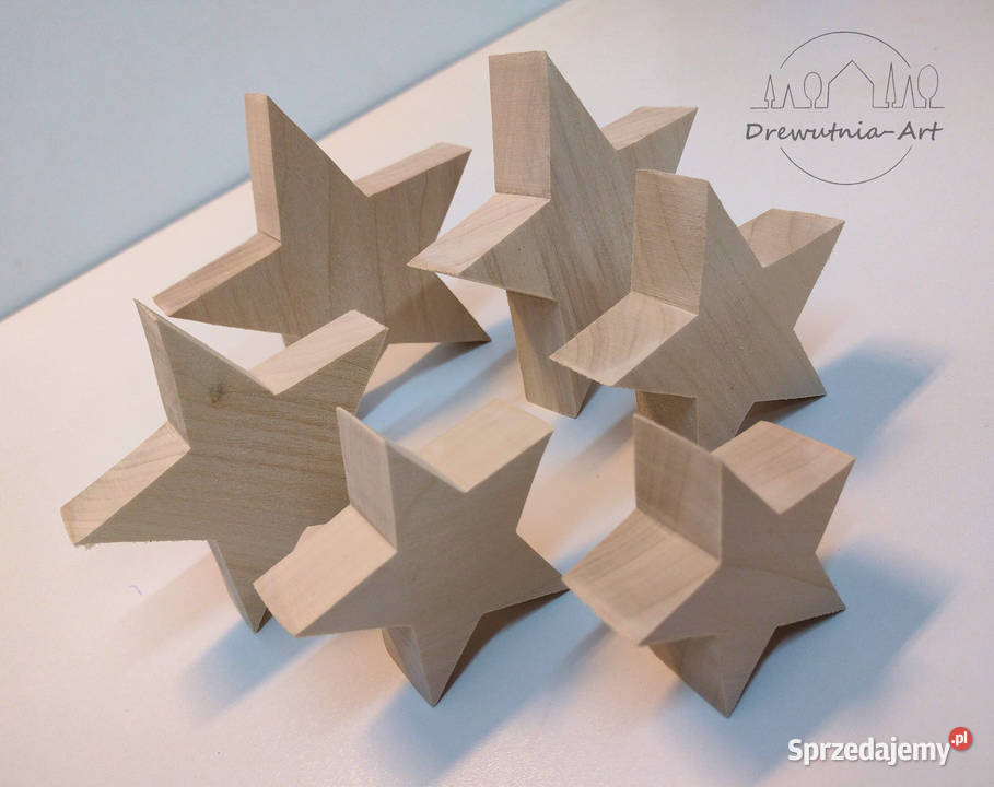 Gwiazda Gwiazdki drewniane 3D grube zestaw 6 podkarpackie Rzeszów sprzedam