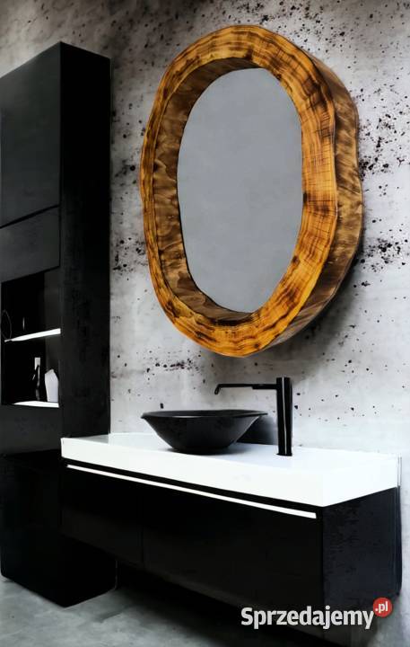 nowoczesne okrągłe lustro do łazienki drewniane brązowy Rzeszów sprzedam