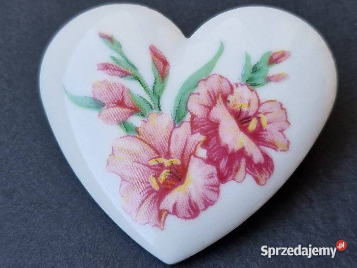 BROSZKA ART DECO PORCELANA Z KWIATAMI śląskie Częstochowa