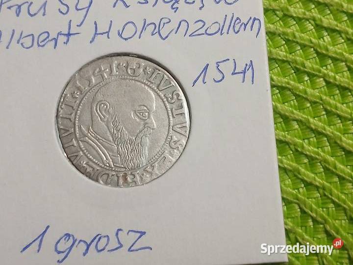 moneta srebrna Prusy Książęce grosz z 1541r Antyki, Sztuka, Kolekcje podlaskie Łomża sprzedam