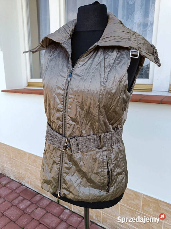 Brązowyzłoty bezrękawnik z ściągaczem Pasaport r Moda i Styl Dąbrowica