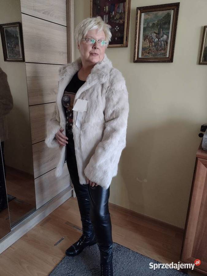 Futerko z królika Rex w kolorze mleka Nowe Kurtki i płaszcze