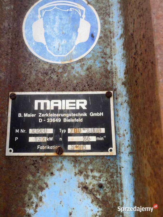 Niszczarka kruszarka Maier do odpadów o dużych Zbylitowska Góra
