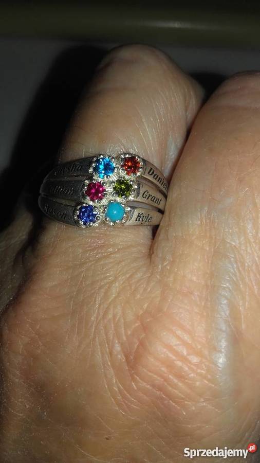 Masoński Srebrny pierścionek rubin Nowy Sącz