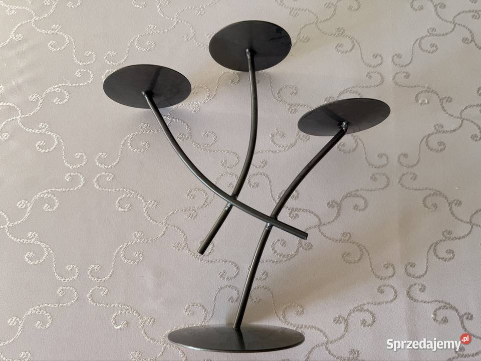 Metalowy świecznik na 3 świece Vintage elegancki Świeczniki