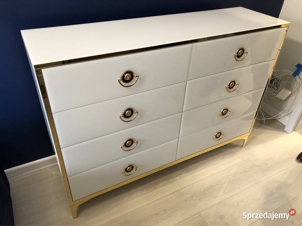 Komoda biała noga prosta zlota kołatka meduza wielkopolskie Kępno sprzedam