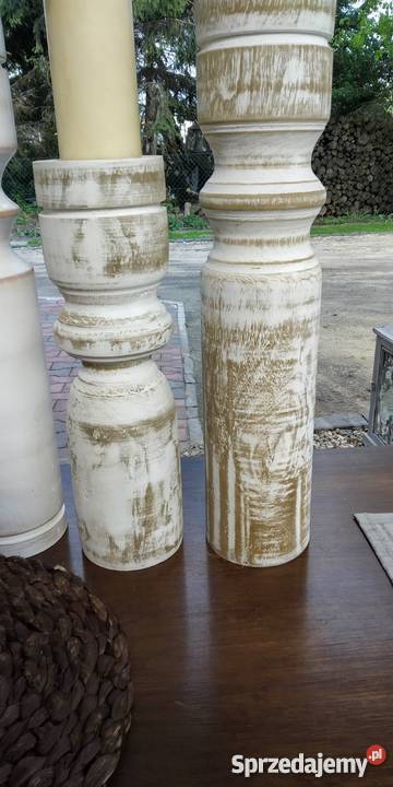 Rustykalny Świecznik drewniany ręcznie toczony Oleśnica