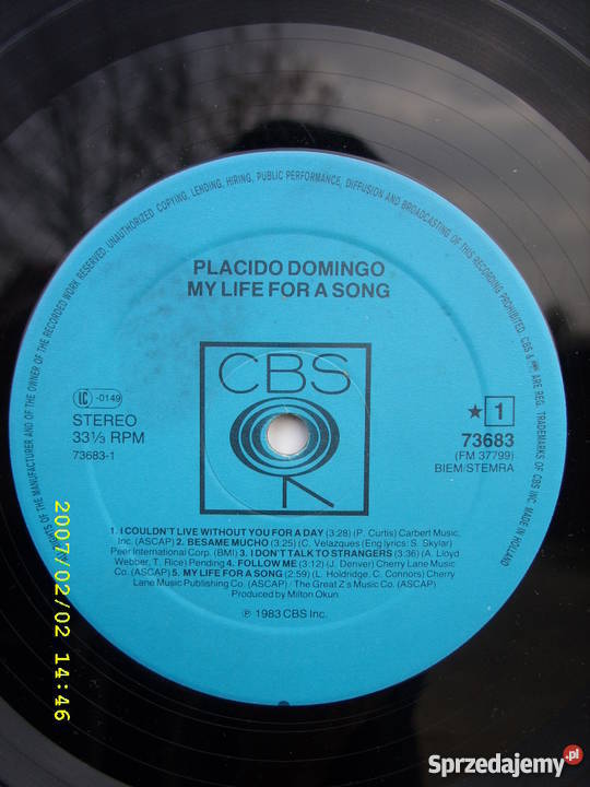 Klasyka LP PLACIDO DOMINGO MY LIFE FOR A SONG Wołów sprzedam