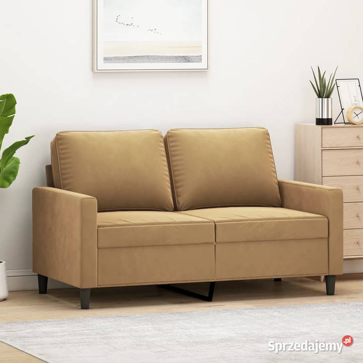 Sofa 2osobowa brązowy 120 tapicerowana aksamitem