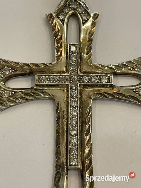 Srebrny krzyż 925 z cyrkoniami małopolskie sprzedam