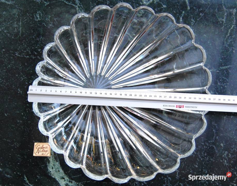 Walther Glas kryształowa patera liść kryształ przezroczysty