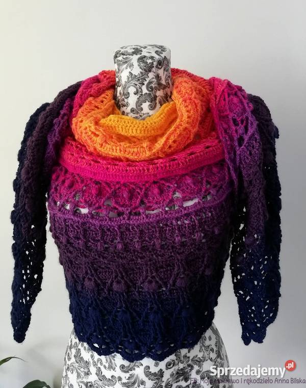 Chusta Ombre kolor Letni zmierzch rękodzieło na