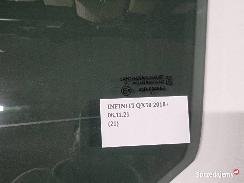 SZYBA DRZWI LEWY TYŁ INFINITI QX50 2018 Nowy Tomyśl sprzedam
