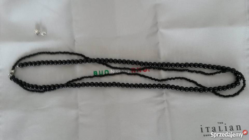 TANIo podwójny sznur czarnych perełek Gliwice