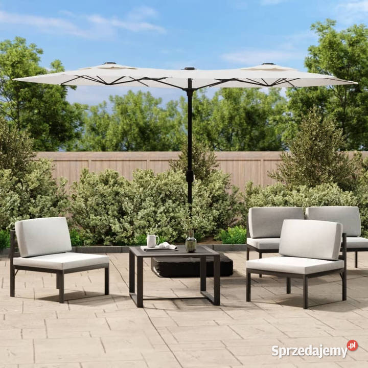 Podwójny parasol ogrodowy z LED piaskowy 316x240 Warszawa