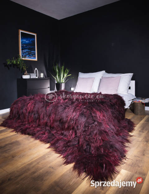Narzuta ze skóry owczej islandzkiej burgundwino Szaflary