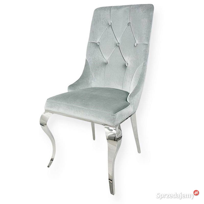 Krzesło glamour Antonio Dark Silver z kołatką pikowane guzik