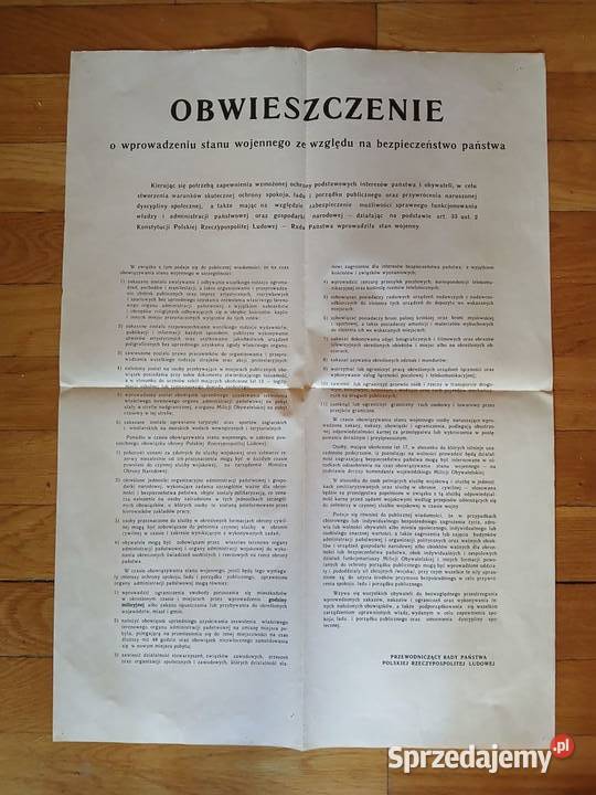Plakat Obwieszczenie o wprowadzeniu stanu Bydgoszcz