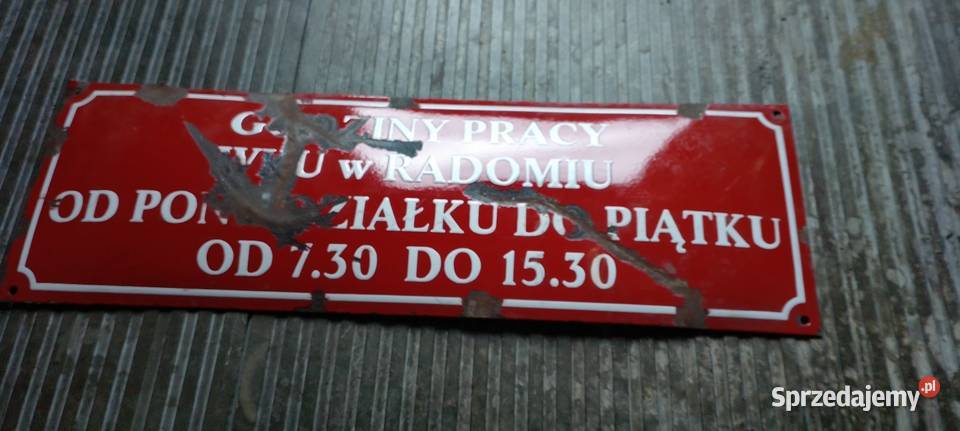 Emaliowana tablica z wojska PRL loftt uszkodzona Jarosław