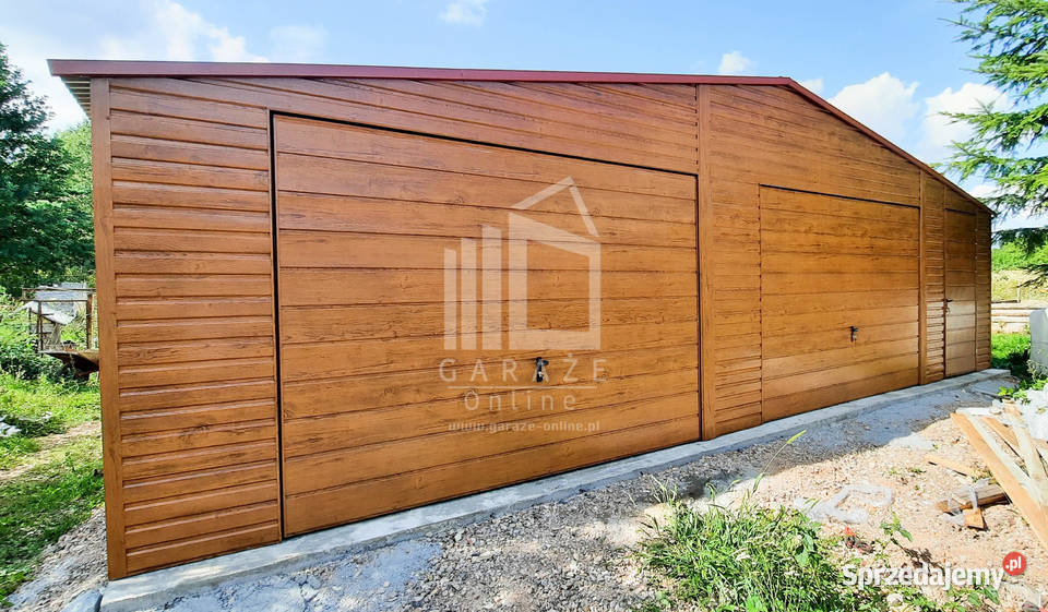 GARAŻ BLASZANY 9m x 6m poziom dwuspad 2x Brama Wieliczka