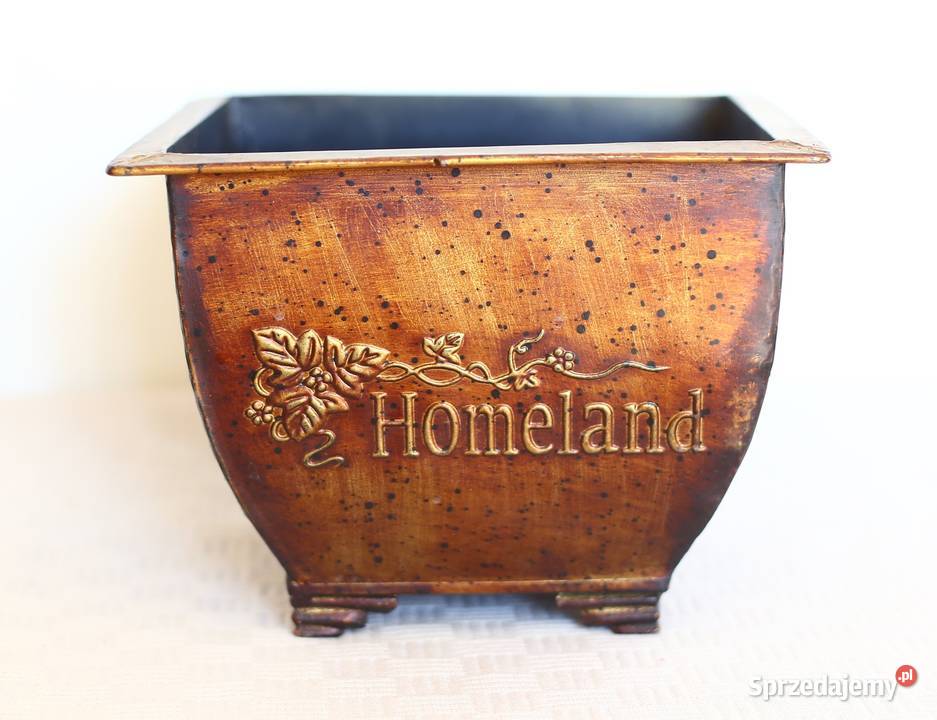 Metalowa ozdobna osłonka doniczka kwadratowa Doniczki i osłonki Gdańsk