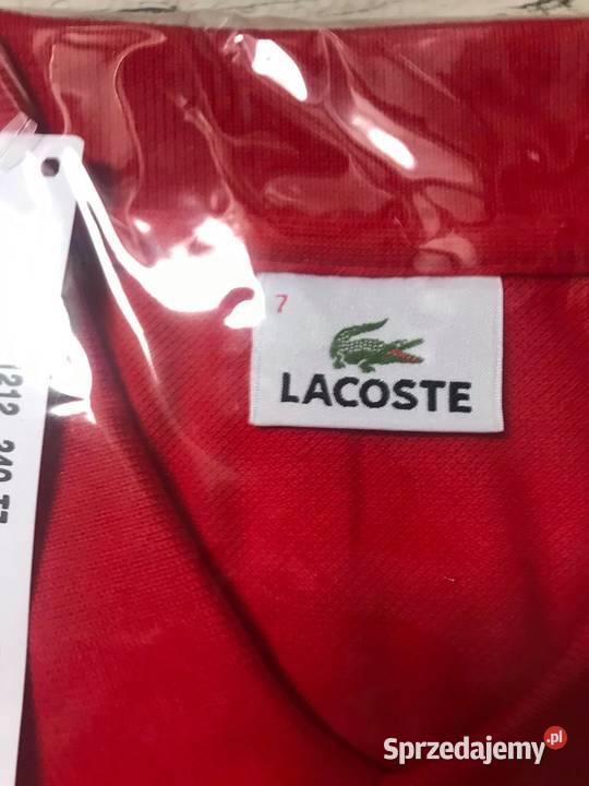 Czerwony tshirt Lacoste z metką XL Moda i Styl Lubartów