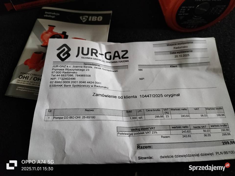 Pompa CO IBO 2580180 nowa Borowa