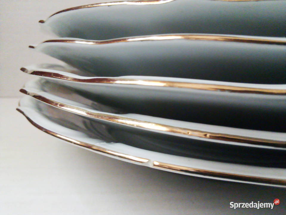 5 płytkich dużych talerzy Wałbrzych vintage PRL Częstochowa