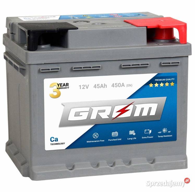 Akumulator 45Ah 450A EN Grom Premium osobowe