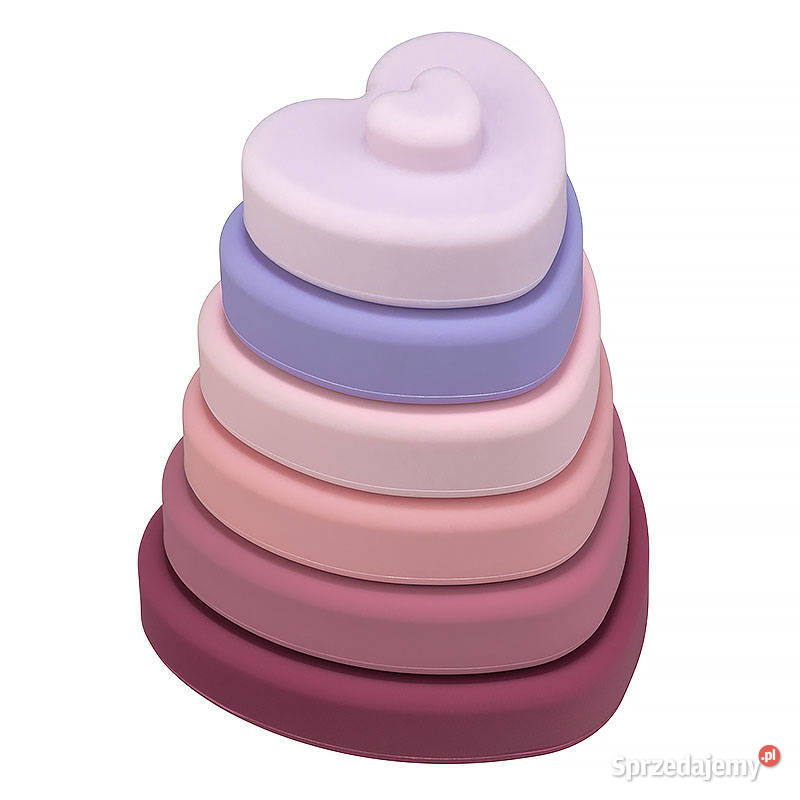 Wieża Silikonowa Sensoryczna Serca Dusky Lilac Dla niemowląt
