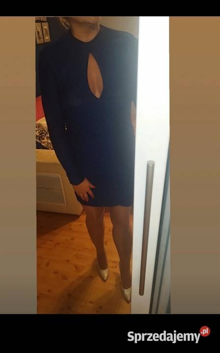 Sukienka mega mieniąca się niebieska Odzież damska