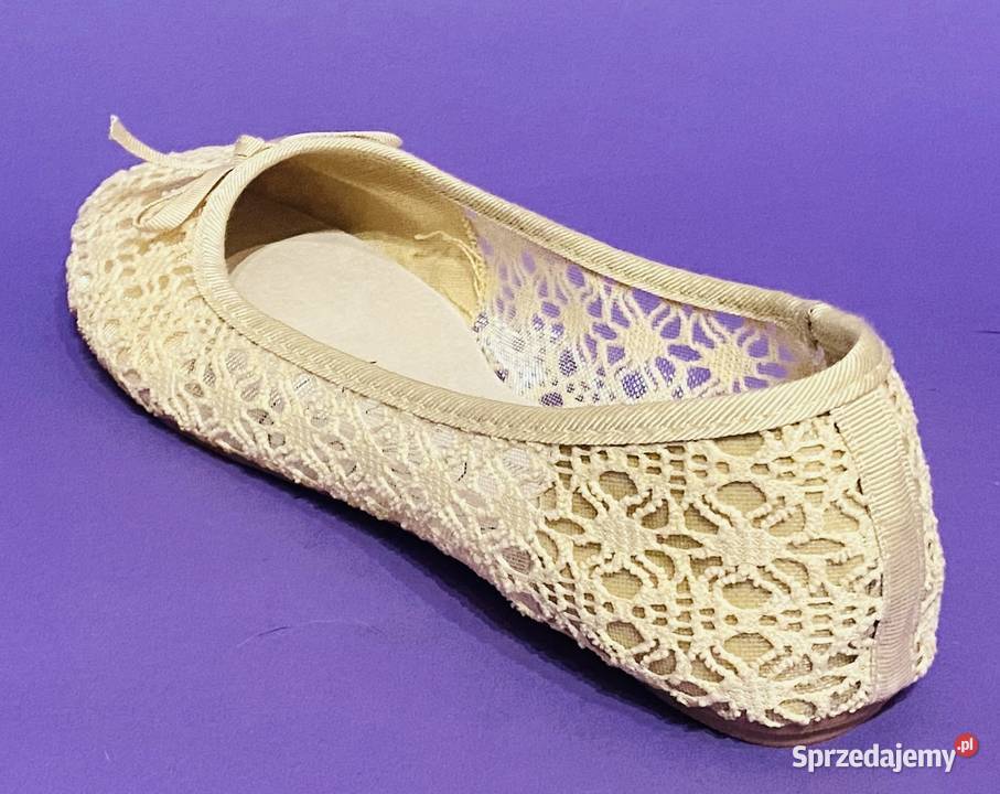 Przewiewne beżowe damskie baleriny rozmiar 38 Obuwie