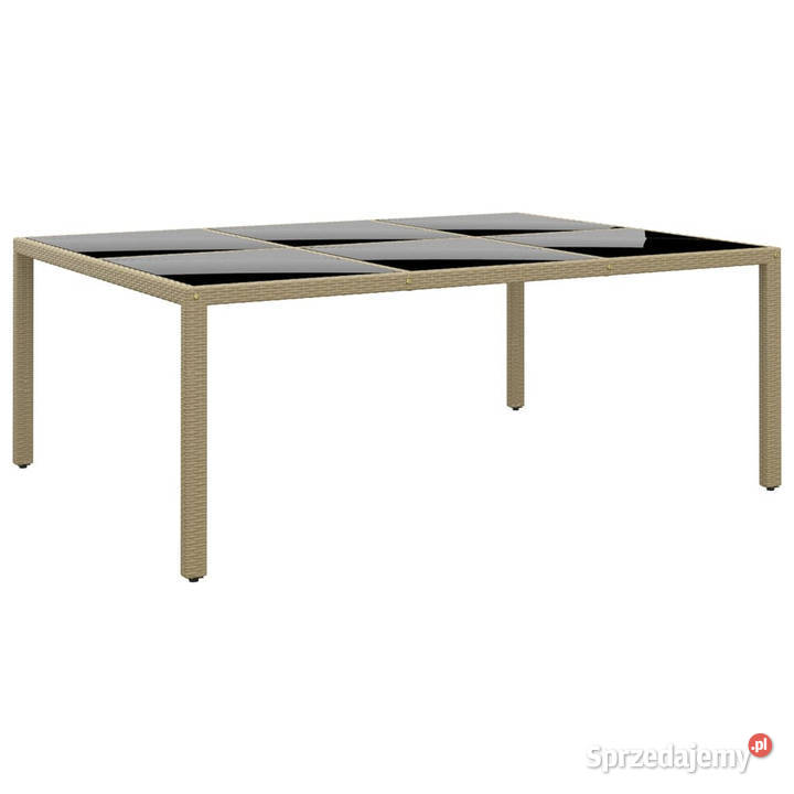 Stół ogrodowy 200x150x75 szkło i rattan PE