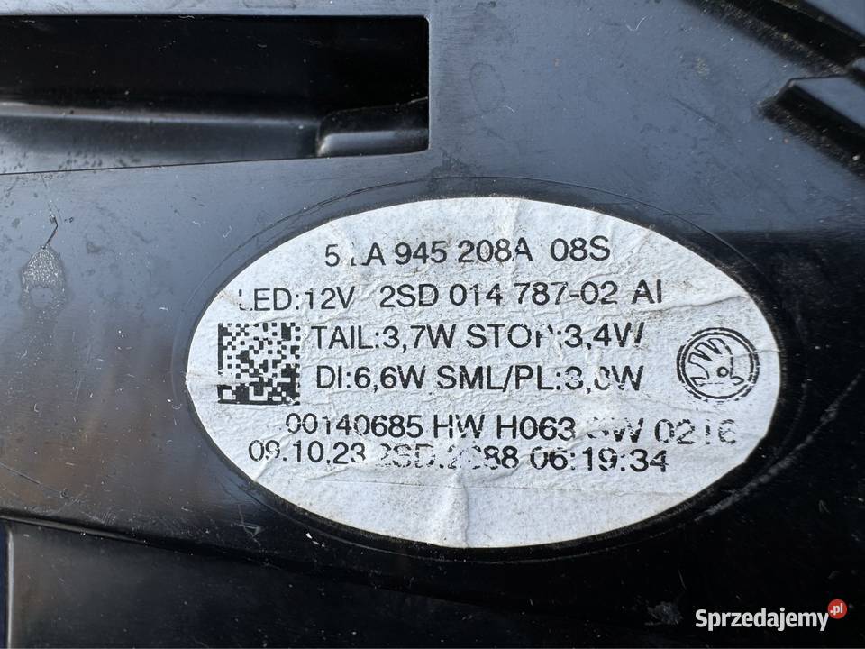 Lampa tył prawa rh skoda enyaq 5LA945208A Sieraków