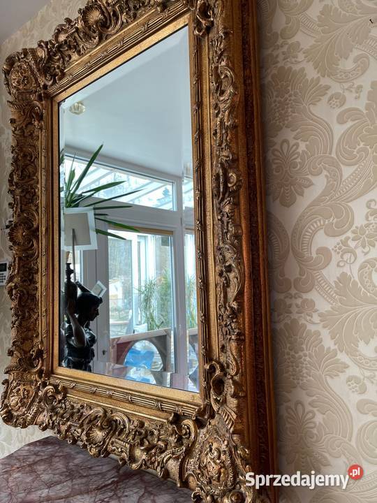 Stare wielkie kryształowe lustro na drewnie inny kolor Bystrzyca Kłodzka