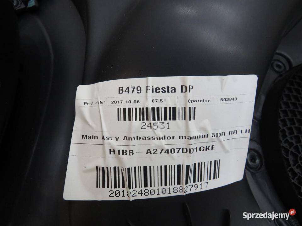 BOCZEK TAPICERKA DRZWI LEWY TYŁ FORD FIESTA MK8