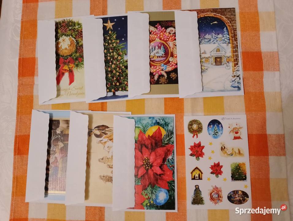 KARTKI świąteczne składane z kopertą 7 sztuk Oborniki